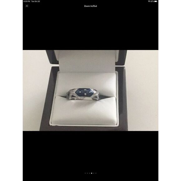 Trendy New Blue Enamel & CZ "X" Stack Band Ring Sz 8 - Picture 4 of 6